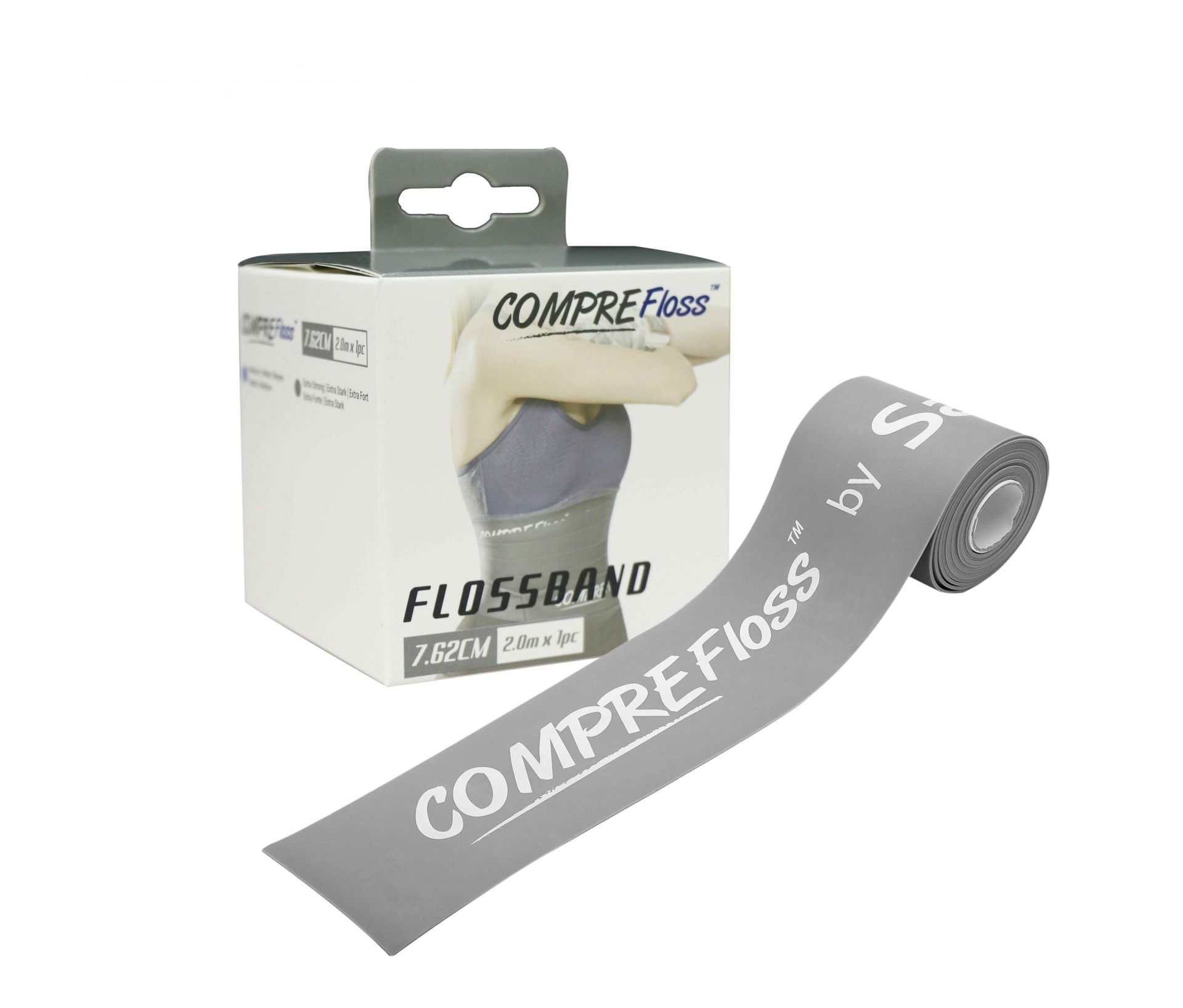 Flossing szalag 7.5cm x 2m szürke erős